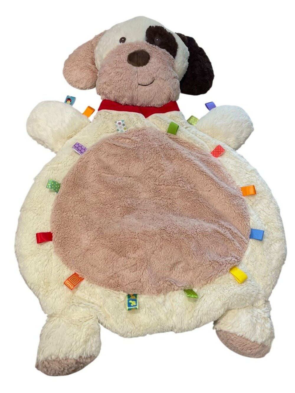 Mary Meyer Taggies Buddy Dog Baby Play Mat Plush Colorful Ribbon Tags Sensory